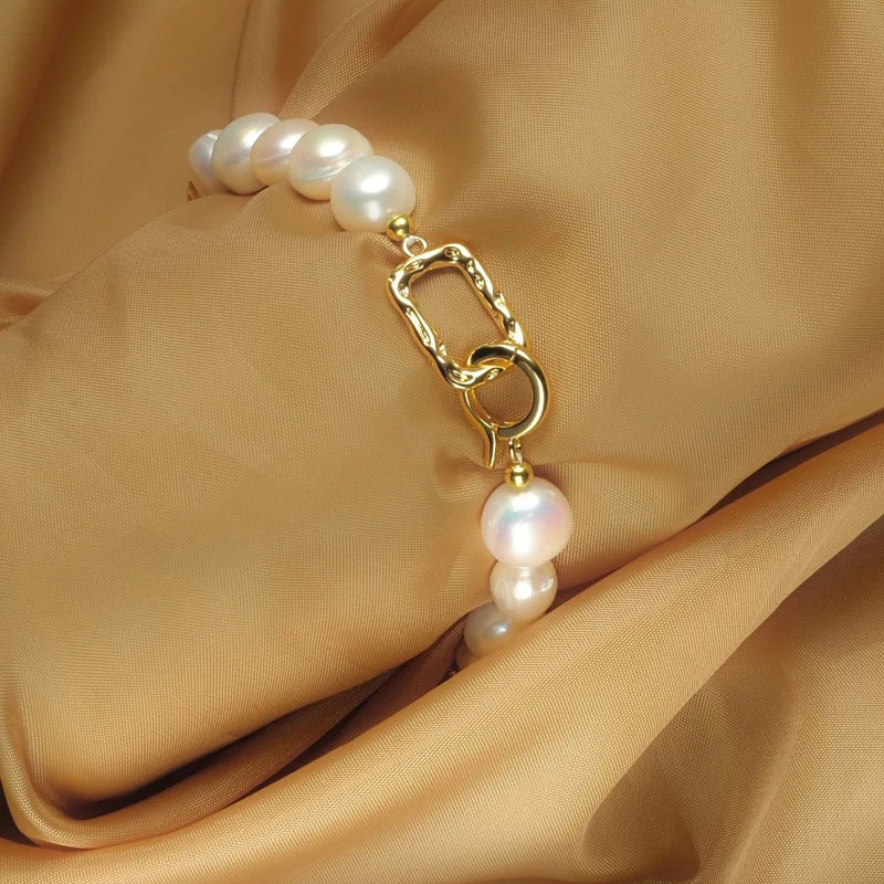 Pulseira pérola banhada a ouro